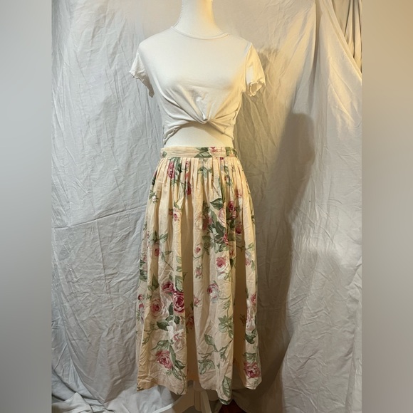 VINTAGE AVON Classy Spring Summer Cottagecore Floral Pink Maxi Skirt - Picture 2 of 8